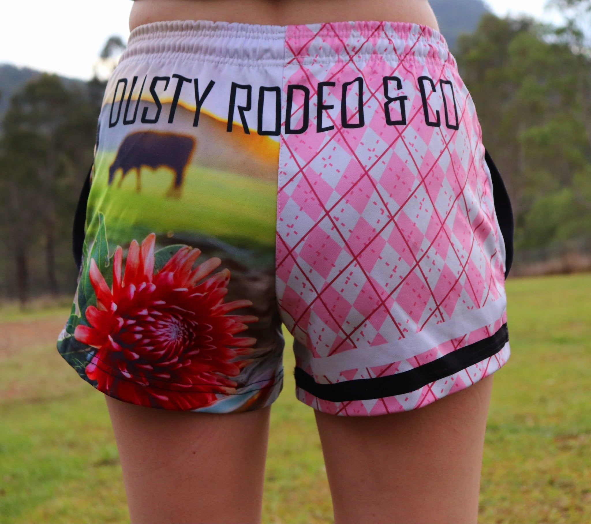 Pink Waratah Footy Shorts