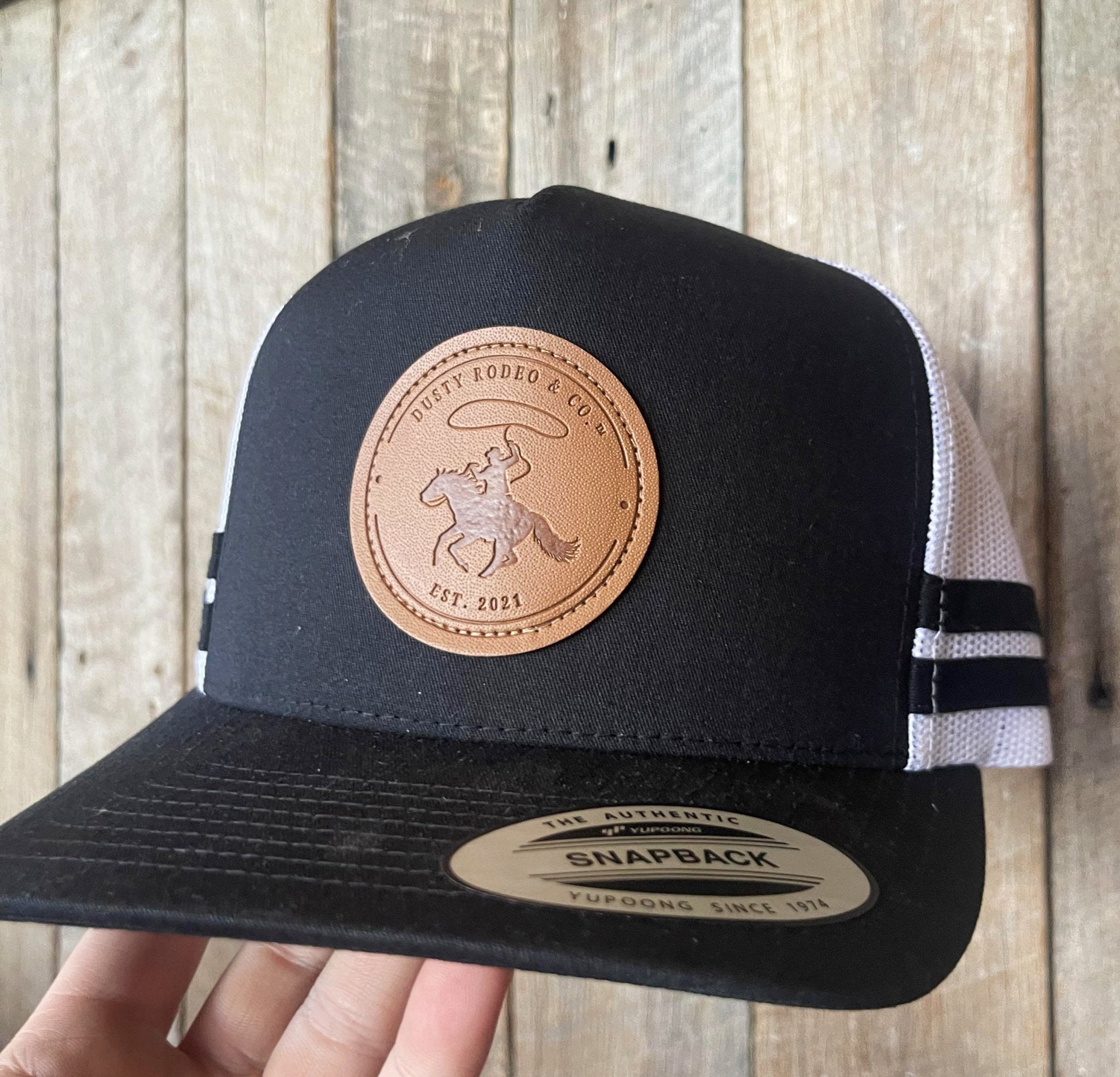 DR & CO Black/White Trucker Cap (Leather Patch)