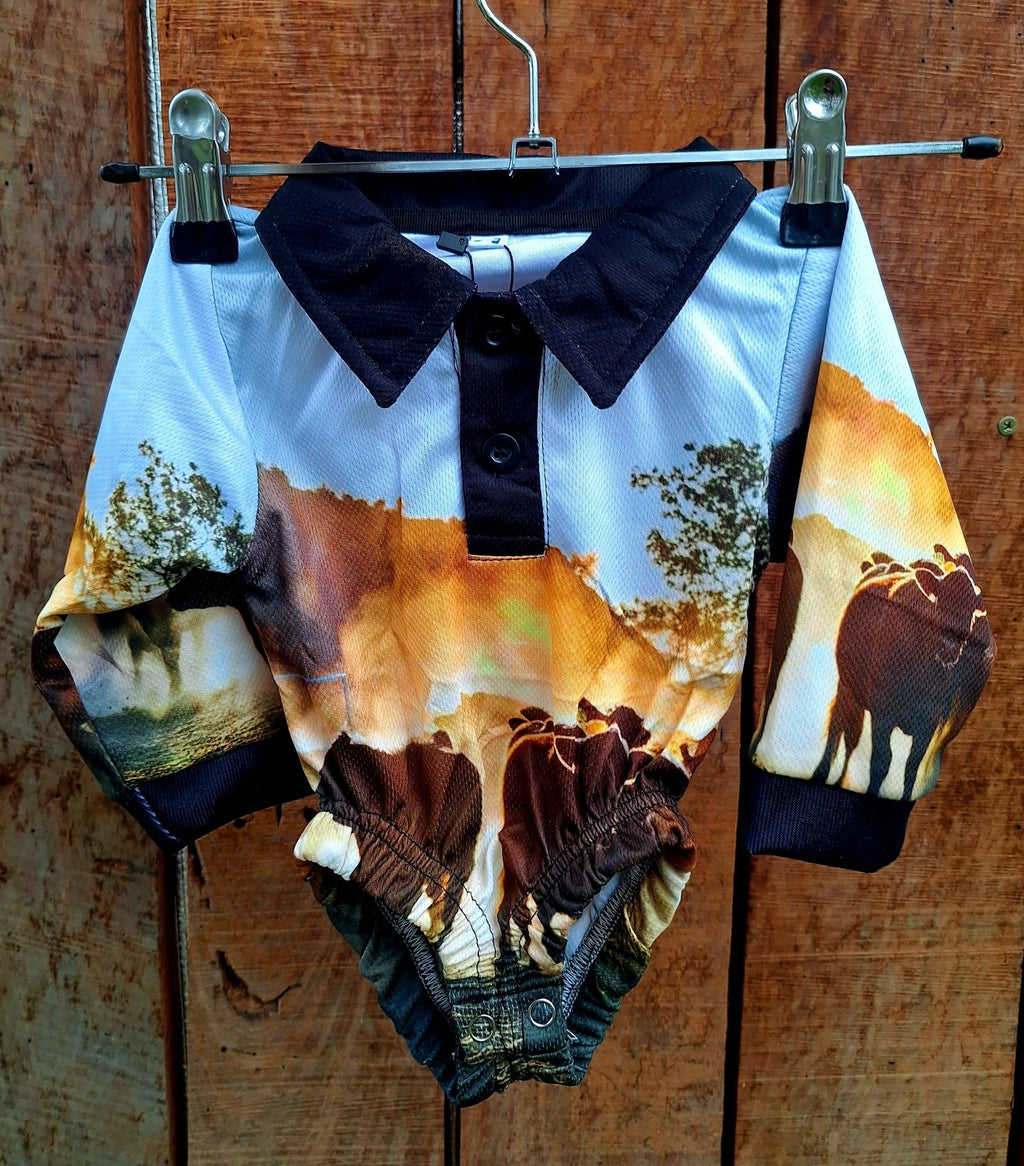 Cattle Rustling Baby Fishing Romper