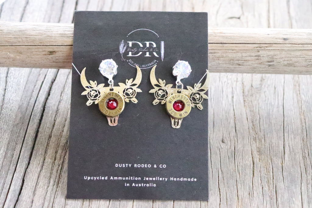 Boho Cow Skull Bullet Dangles
