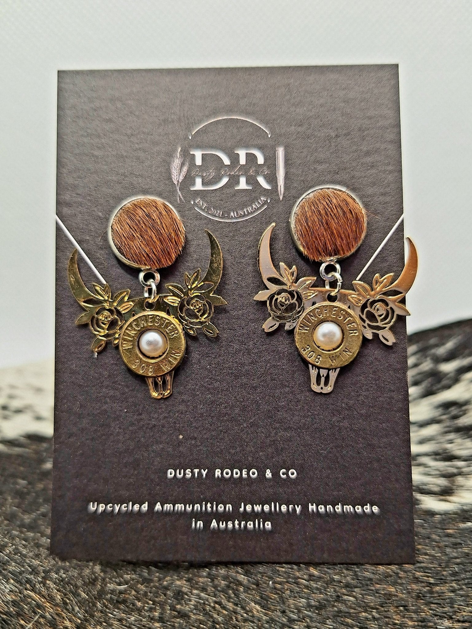 Boho Cow Skull Bullet Dangles