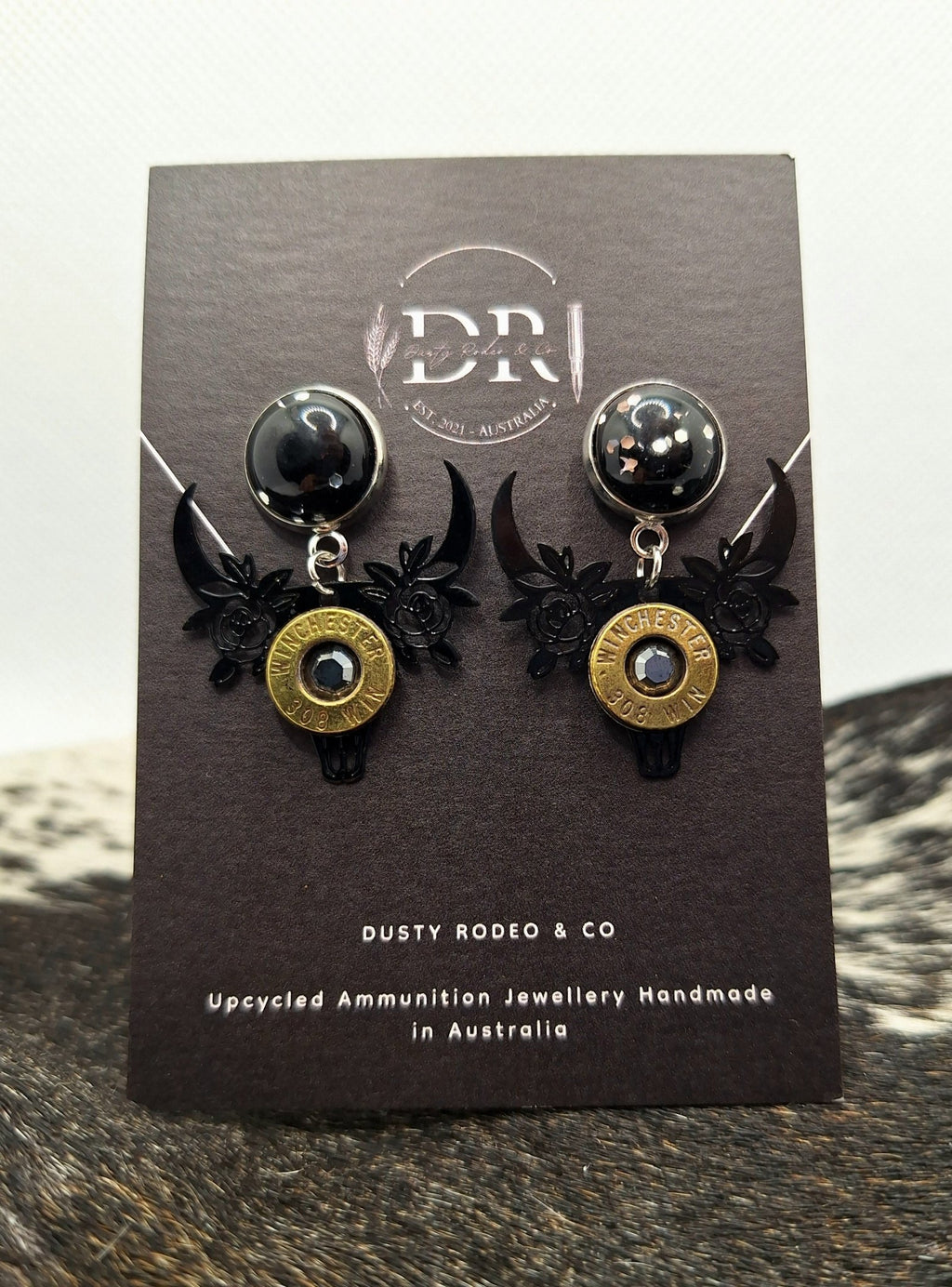 Boho Cow Skull Bullet Dangles